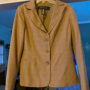 Apostrophe tan striped suit blazer